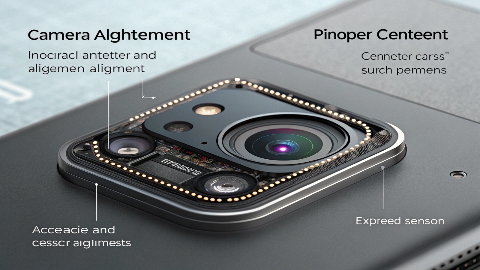 A close-up of a camera module showing the lens and sensor alignment